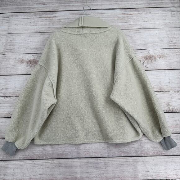 We the Free People Oversized Sherpa Turtleneck Sweater Womens Large Cream - Picture 2 of 14
